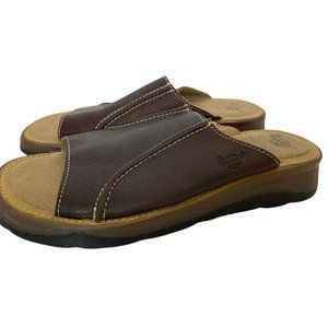 Dr. Martens Brown Leather Slides unisex chunky sole